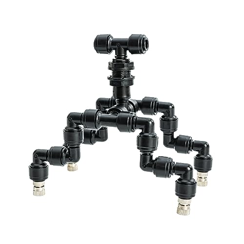 VEXPLO Reptile Mister Nozzles 360 Degree Adjustable Reptile Fogger Mist Sprinkler, Four-Head Black Misting Spray Nozzles for Aquarium Rainforest - size: Four Head