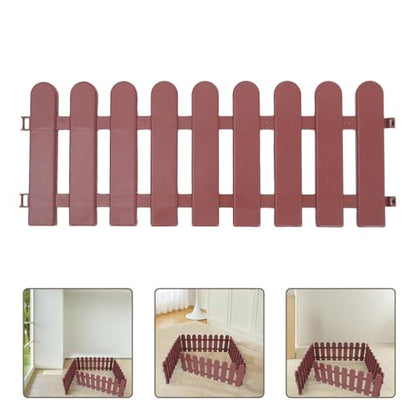 PRETYZOOM 4pcs Pet Tortoise Enclosure Fence, Outdoor Turtle Playpen with 50x20cm Coffee Color Panels, Miniature Garden Picket Fence for Lawn Yard and Reptile Habitat