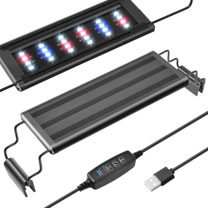FEDOUR USB Mini Aquarium LED Light, Full Spectrum Aquarium Light with Extendable Brackets, Adjustable Aquarium Plant Light with External Controller, for Freshwater Tank (8-13in) - style: 8-13in
