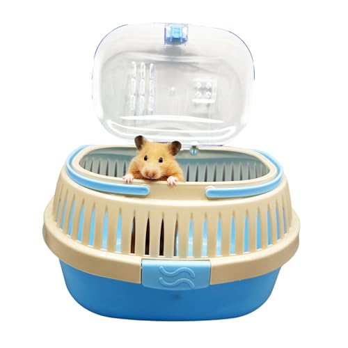 Hamster Carrier Guinea Pig Carrier 13 X 11 X 8 In Portable Hamster Travel Cage with Ventilation Holes Outdoor Small Animal Carrier for Rat Gerbils Rabbit Hedgehog Squirrel Mouse Sugar Glider - color: Blue