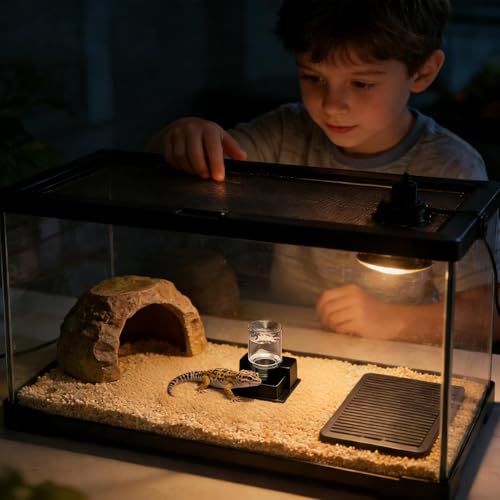 Automatic Reptile Feeder - Reptile Automatic Dish, Crab Water Dispenser | ABS, Bearded Dragon Water Bowl Food Container for Lizard Chameleon Snake Frog Hermit Crab Amphibian Habitat - color: Black