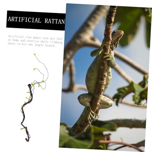 BESPORTBLE 1m Artificial Rattan Reptile Vines for Terrarium Bendable Simulation Climbing Plants Decor for Bearded Dragon Lizard Snake Pet Habitat