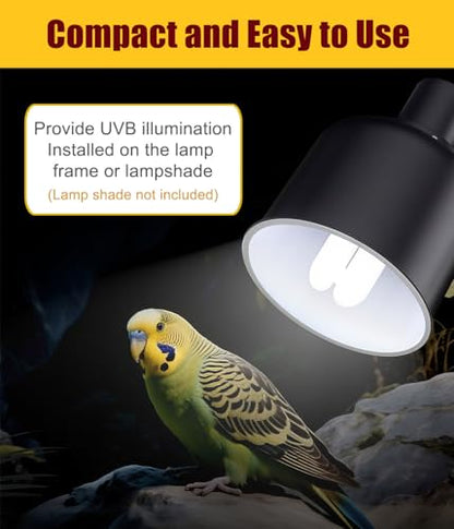 KINGYEENUO E26 UVA UVB Light Bulb for Birds 2.4 UVB 20W Compact Flourescent Lamp for All Kinds Captive Birds, Natural Sunlight Simulation Bird Parrot Light Bulb Compact UVB Lamp Bird Cage UVB Light