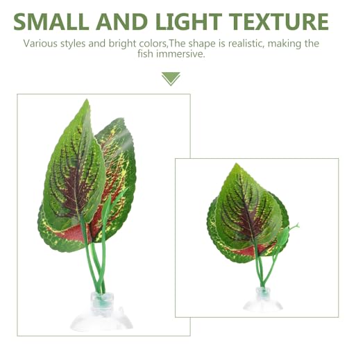 PRETYZOOM 4pcs Artificial Plastic Reptile Leaves Ornaments with Suction Cups for Terrarium Decor, Climbing Habitat Plants for Gecko, Lizard, Snake Enclosure