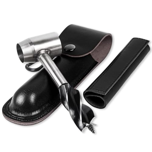 Survival Settlers Tool Bushcraft Hand Auger Wrench Scotch Eye Wood Drill Manual Drill Wrench Bushcraft Survival Tool with Leather Pouch and Hook for Outdoor Camping Bushcrafting Backpacking (Black) - color: Black