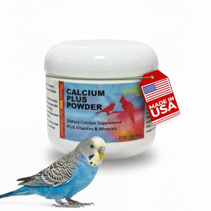 Morning Bird Calcium Plus Powder for Birds 2 oz – Calcium Supplement with Essential Vitamins & Minerals – Supports Bone Health, Muscle Function & Digestive Balance – Easy-to-Mix Calcium Formula - size: 2 Oz