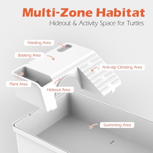 AZV Turtle Tank Starter Habitat Kit,Complete Aquatic Terrarium Enclosure with Filter,Basking Platform with Hideout,Multi-Function Area,Drainage,Plants and Lamps,Perfect for Red Eared Slider Aquarium