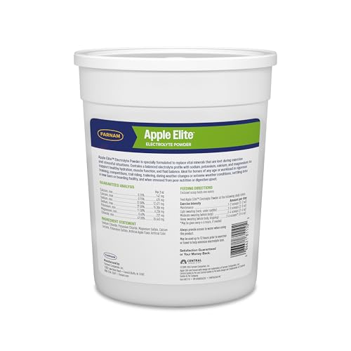 Farnam Apple Elite Horse Electrolytes Powder Supplement, Replaces Vital Minerals, Encourages Hydration, Sugar-Free, Contains Sodium, Potassium, Calcium & Magnesium, Apple Flavored, 5 lb - size: 5 pounds