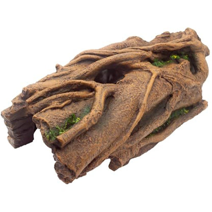 Lizard Snake or Reptile Hide, Large Hollow Log Snake Hideout for Ball Python Bearded Dragon and Gecko Eco-Friendly Resin Tank Accessory with Basking Platform & Multi-Functional Décor