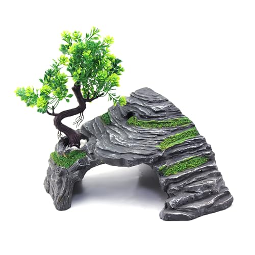 Reptile Box Shelter Terrarium Hideout Caves Turtle Ramp Basking Platform Habitat Decor Humidify Hide Cave Resin Rock - size: XL