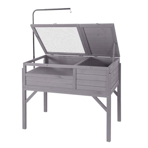 GUTINNEEN Tortoise Habitat Turtle Enclosure,Large Wooden Reptile Cage with Detachable Legs,Indoor Outdoor Turtle Box for Small Animals