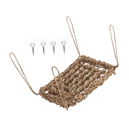 BESPORTBLE Reptile Hammock for Animals Woven Hanging Bed for Lizards Bearded Dragons Hamsters Easy to Install Design for Cozy Rest and Playtime Natural Grass Material