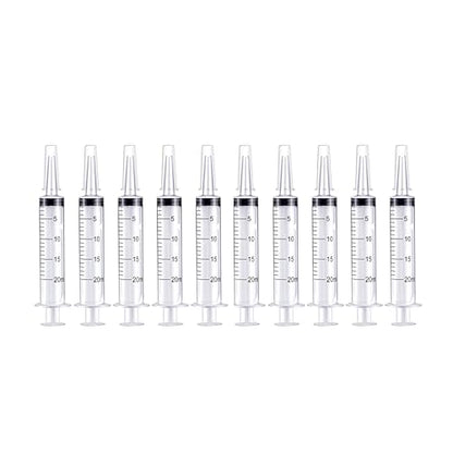 10 Pack 20ml Syringe for Liquid Without Needle,Syringe with Cap,Individually Wrapped,Measurement for Scientific Labs,Measuring Liquids,Pet Feeding,Oil or Glue Applicator (A 10 Pack 20ml) Straight Mouth - size: A 10 Pack 20ml