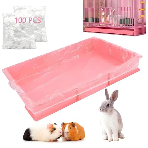 Disposable Cage Liner Bags (50-Pack) – 26'' X 18'' Clear Plastic Rabbit Cage Liners, Leak-Proof Toilet Film for Bunny, Guinea Pig, Hamster, Hedgehog & Small Animals – Universal Crate Tray Covers for - size: 50
