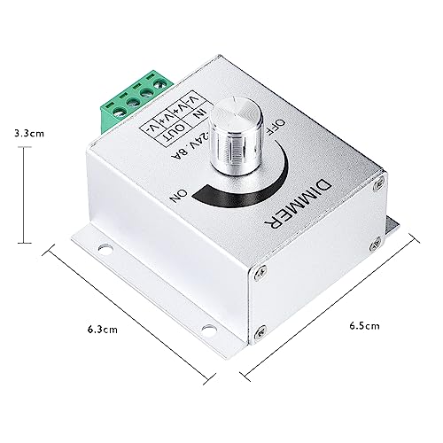 SUPERNIGHT 12V Dimmer Switch, Dimmer Knob Aluminium Case DC12V-24V 8A Single Channel Knob Dimmer Controller for LED Strip Bulb Lamp Light 5050 3528 5630 Single Color LED Strips