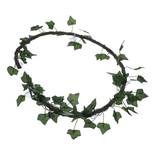 WOONEKY 1m Jungle Vines Rattan Strip Decor for Reptile Habitats Flexible and Curved Design Suckers for Lizard Frogs Snakes and More Cups and Leaf