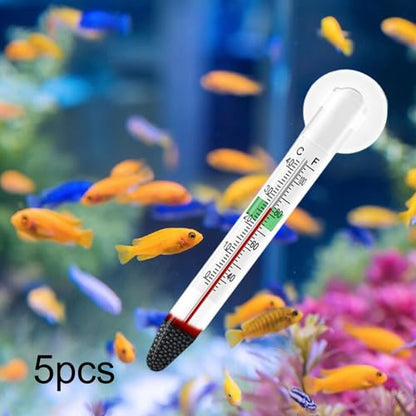 5X Aquarium Thermometer with Suction Cup Suspended Design Accessories High