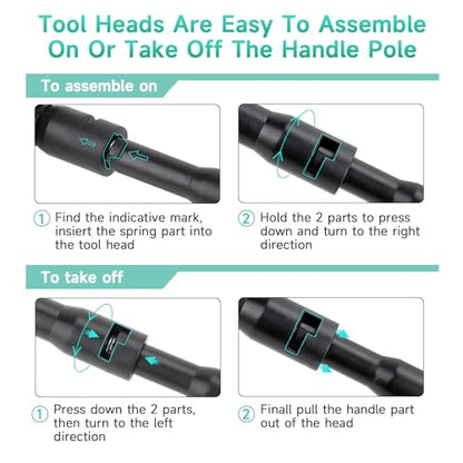 hygger 6-in-1 Aquarium Cleaning Tools, Multipurpose Fish Tank Cleaning Kit for 20-160 Gallon Tank with Telescopic Long Handle,6 Clean Heads - size: Medium