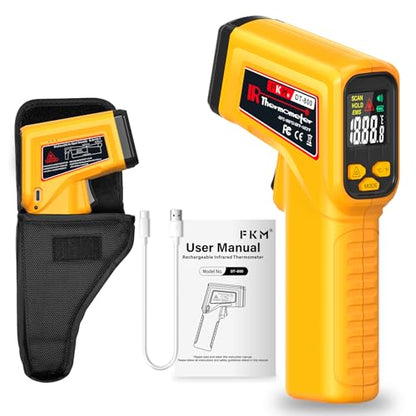 FKM Rechargeable Infrared Thermometer Gun,13-Point Laser Non-Contact Laser Thermometer Gun,High Precision,-58°F~1472°F,Digital IR Temperature Gun for Cooking,Griddle,Oven,HVAC,Automotive,Industrial - style: -58°F~1472°F (-50°C~800°C)