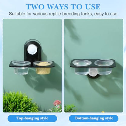 balacoo Reptile Feeder Food and Water Bowl with Suction Cup Wall Mounted Acrylic Dish for Gecko Lizard Turtle Scorpion Small Reptiles Amphibians 4.52X2.36X2.16In