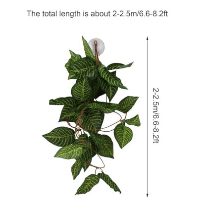 Pssopp Lifelike Plant Decorative Hanging Silk Terrarium Plant with Suction Cup for for Reptile Rainforest Box Aquarium Landscape(NFF‑84)