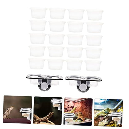 2-Pack Reptile Feeding Ledge with Suction Cup Gecko Water Feeder and Food Bowl for Reptile Tank Supplies Random Color Accessories