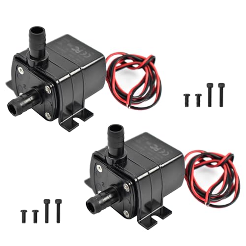CONQUERALL 2PCS DC 12V Submersible Pump 4.8W 63GPH 9.8ft 4.8W Fountain Pump for Water Garden and Aquarium - color: 12v 4.8w 240l/H 3m Head Dual Wire, size: 2PCS