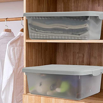 14 Quart Plastic Storage Box, Clear Storage Bin with Lid, 2 Packs - color: Grey