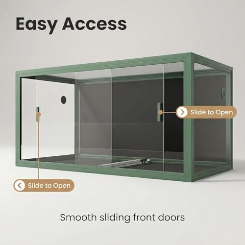 120 Gallon Reptile Terrarium 4x2x2, Extra Large Glass Enclosure with Sliding Doors, Heavy-Duty Screen Top Ventilation, Secure Anti-Escape Habitat for Bearded Dragons, Lizards & Snakes - Green
