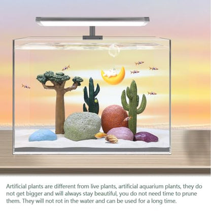 2Pcs Reptile Cactus Plants Terrarium Decoration Faux Reptile Terrarium Cactus Plant Landscape Decoration for Turtle Lizard