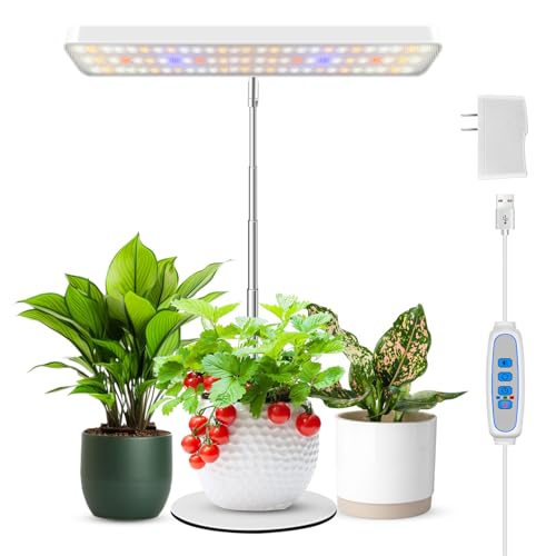 Wiaxulay Grow Light, 78 LED Plant Light for Indoor Plants, Full Spectrum Desktop Growing Lamp with Auto Timer 6/12/16 Hrs, 3 Lighting Modes, 5 Dimmable Levels, Height Adjustable 7.8"-26", 1 Pack - size: 1 Pack(White)