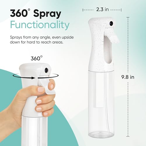 Aquableu Spray Bottle for Hair – Continuous Mist Spray Bottle for Hair Care, Styling, Cleaning, Plants, Pets & Essential Oils (Clear, 10oz) - color: Clear