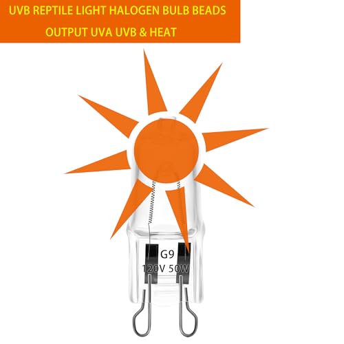 3 Pack UVA UVB Reptile Light Halogen Bulbs Beads Heat Lamp (50 Watt) Clear