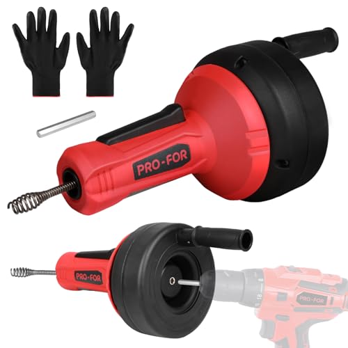 Drain Auger, 16.4FT Plumbing Snake Drain Clog Remover, Manual & Drill Powered Drain Snake for 0.75–2 Inch Pipes, Sink, Shower, Bathtub, Toilet, Kitchen Drain Cleaner Tool with Steel Cable