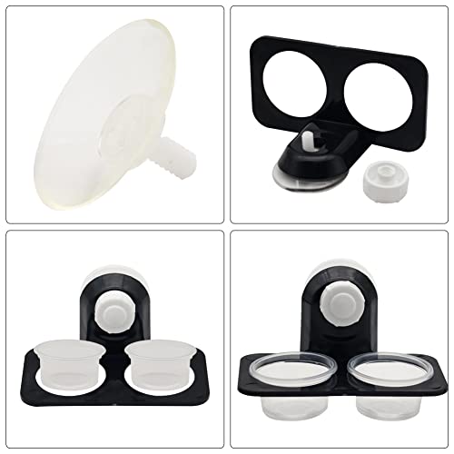 Double Crested Gecko Feeding Ledge with 20 Pcs 0.5oz Bowls, Detachable Suction Cup Reptile Feeding Dish Feeder for Lizard, Tortoise, Spider & Gecko - style: Double