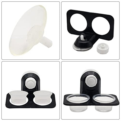 Double Crested Gecko Feeding Ledge with 20 Pcs 0.5oz Bowls, Detachable Suction Cup Reptile Feeding Dish Feeder for Lizard, Tortoise, Spider & Gecko - style: Double