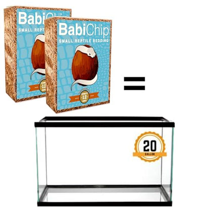 BabiChip Coconut Chip Substrate for Reptiles 2 Pack of 12 Quart Loose Small Sized Coco Husk Chip Bedding for Ball Pythons, Snakes, Tortoises, Geckos, Frogs, or Lizard Terrarium Tanks - size: 12 Quart (2 pack)