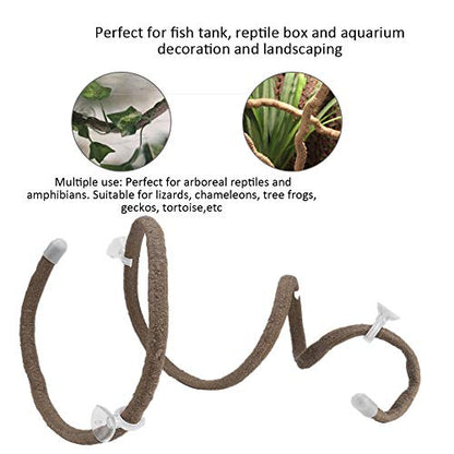 FILFEEL Artificial Reptile Rattan Climbing Branch Flexible Vine Decor for Gecko Terrarium Aquarium PU Material 4.92ft L