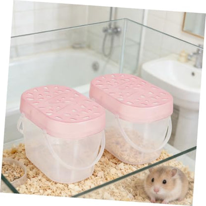 Beaupretty 2pcs Small Pet Carriers for Hamsters and Turtles, Portable Plastic Reptile Cages with Handles, Medium Pink Travel Boxes for Outdoor Use and Small Animal Transport