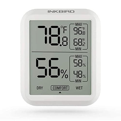 Inkbird ITH-20 Digital Thermometer Indoor Hygrometer Room Thermometer Humidity Gauge with Temperature and Humidity Monitor for Cigarette Guitar Ukulele Cigar Box Fridge Reptile Succulent