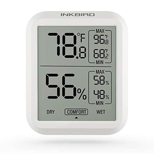 Inkbird ITH-20 Digital Thermometer Indoor Hygrometer Room Thermometer Humidity Gauge with Temperature and Humidity Monitor for Cigarette Guitar Ukulele Cigar Box Fridge Reptile Succulent