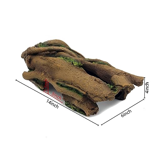 JIHAQUA Aquarium Resin Bark Terrarium Decor, Lizard, Snake or Reptile Hide,Lizard, Spider and Aquarium Fish Hide Cave (Large Bark B)