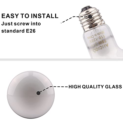 Aiicioo Reptile Basking Light Bulb - 75W Reptile Heat Lamp 2 Pack UVA Daylight Amphibians Basking Bulb for Bearded Dragon Turtle Hermit Crab Gecko Lizard Daylight - color: ['White'], size: ['75W']