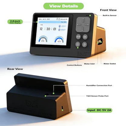 J&A Automatic Reptile Fogger Humidifier Temp Humidity Controller Terrarium | New-Gen Reptile Mister with Programmable Timer & Thermo-Hygrometer for Lizard, Snake, Jumping Spider Tanks, Grey & Black