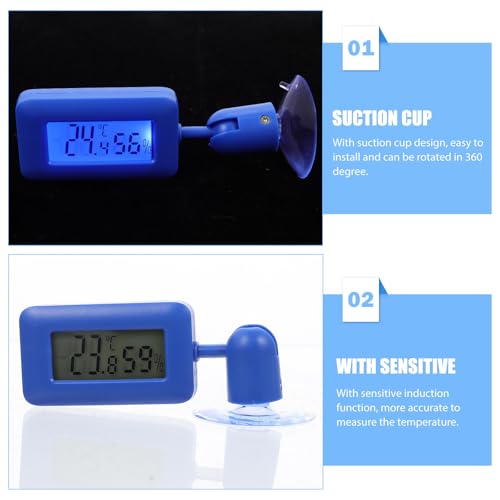 Digital Reptile Thermometer with Rotary Display and Suction Cup Compact Hygrometer for Bearded Dragon Tank and Terrarium Easy-Install Temperature Humidity Gauge for Home Use