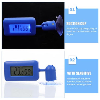 SEWACC Rotary Reptile Thermometer with Suction Cup Rotatable Digital Temperature for Terrarium Wall Accurate Built Sensor Hygrometer for Lizard and Hermit Crab Habitat