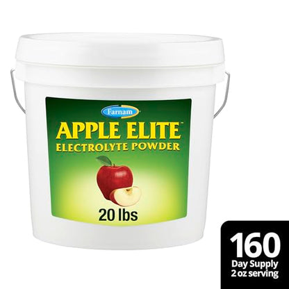 Farnam Apple Elite Horse Electrolytes Powder Supplement, Replaces Vital Minerals, Encourages Hydration, Sugar-Free, Contains Sodium, Potassium, Calcium & Magnesium, Apple Flavored, 5 lb - size: 20 pounds