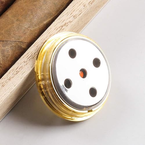 Golden Upgraded Hygrometer Humidity Meter Mini 38mm Round Glass Analog Hygrometers Suitable for Humidors Guitar Violin,Thermometer Hygrometers for Weather Hygrometer with Probe