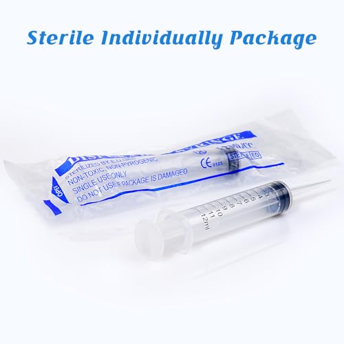 Wisdom Teeth Syringe, 12ml Dental Irrigation Syringe with Measurement, Sterile Individually Package for Oral Dental Care, Tonsil Stones Removing, Lab, Liquid, Feeding (10 Pack) - style: Straight Tip 10 Pack