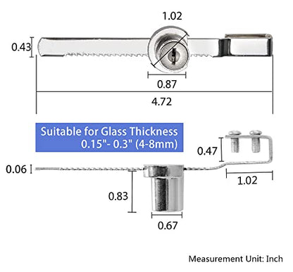 Sissinda Sliding Glass Door Ratchet Lock Display Case Lock with Chrome Finish, Security, Keyed Alike Showcase Display (8 PC) - size: 8 PC